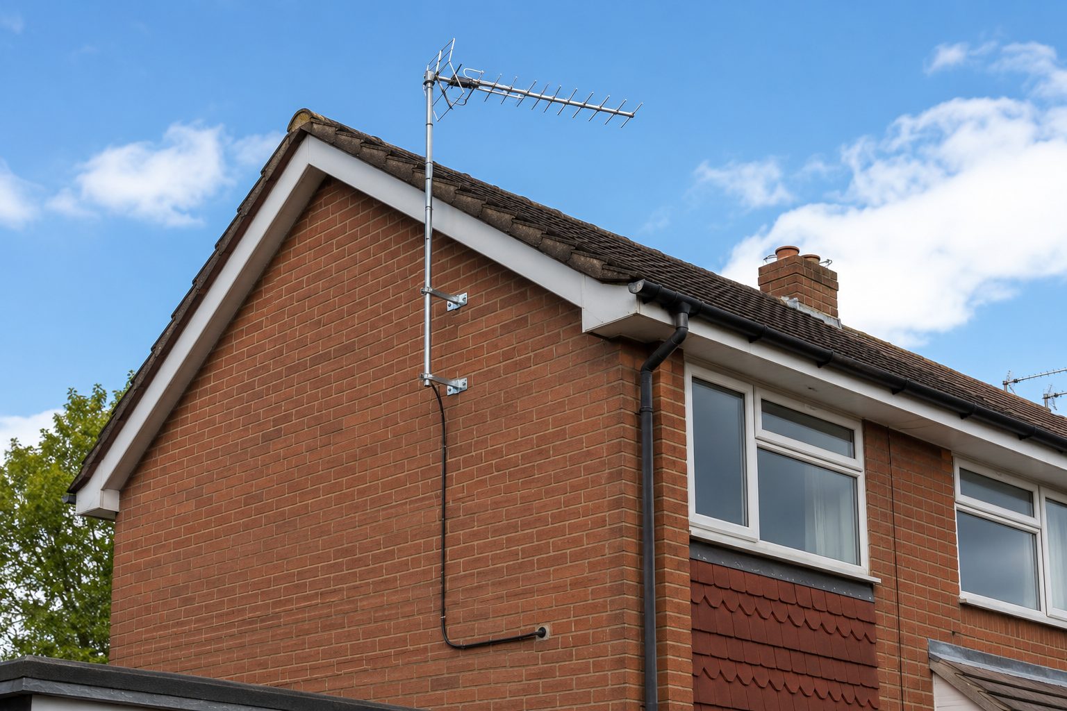 Wall mounted TV aerial installation on a Nuneaton home