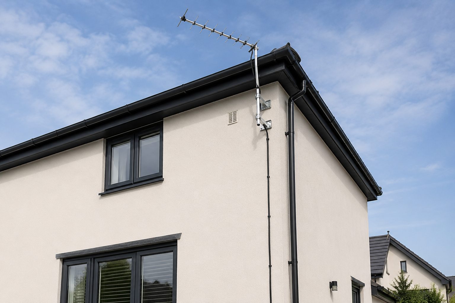 Modern home with wall mounted TV aerial in Nuneaton