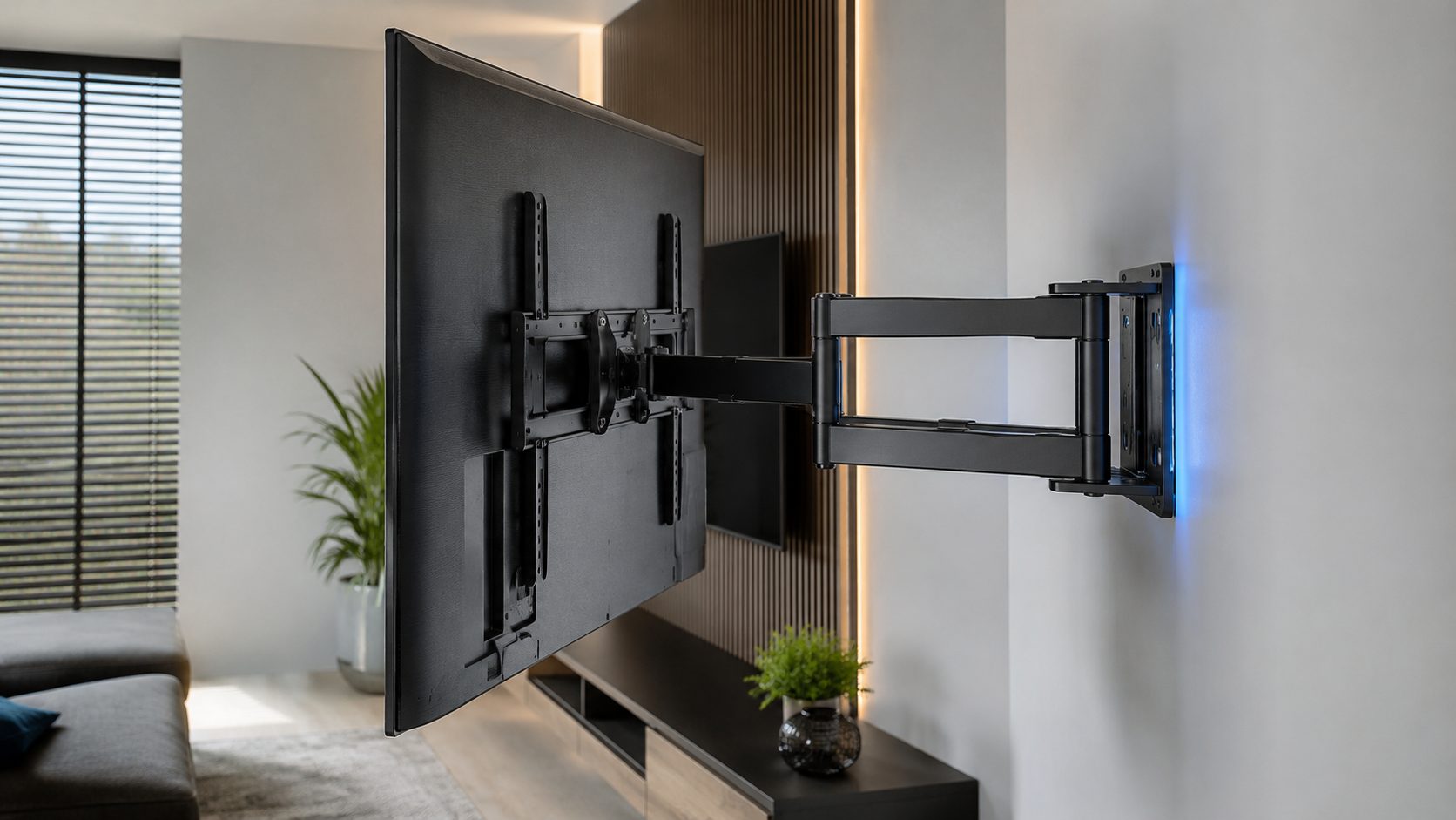 Full motion TV wall bracket installation